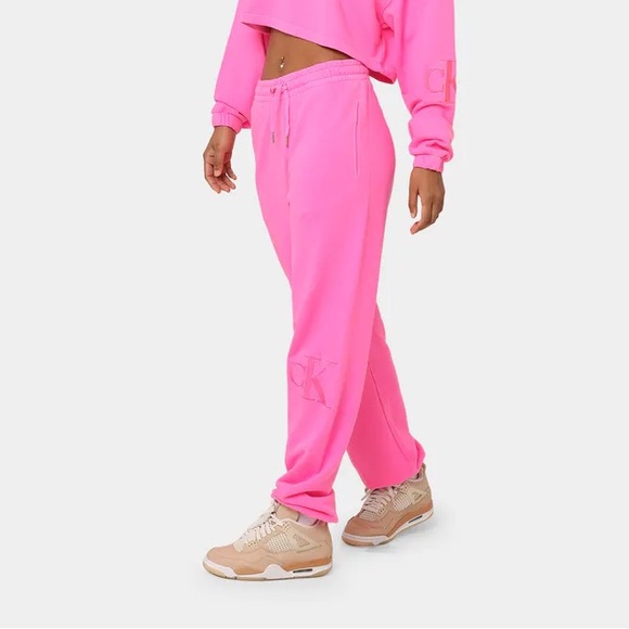 NWT Calvin Klein Jeans Women’s Acid Wash Jogger Pants Neon Pink- Size XS - Picture 2 of 12
